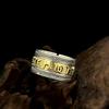 S925 Sterling Silver Gold & Silver Vajra Mantra Open Ring - Wide Band Retro Ethnic Style for Men & Women.
