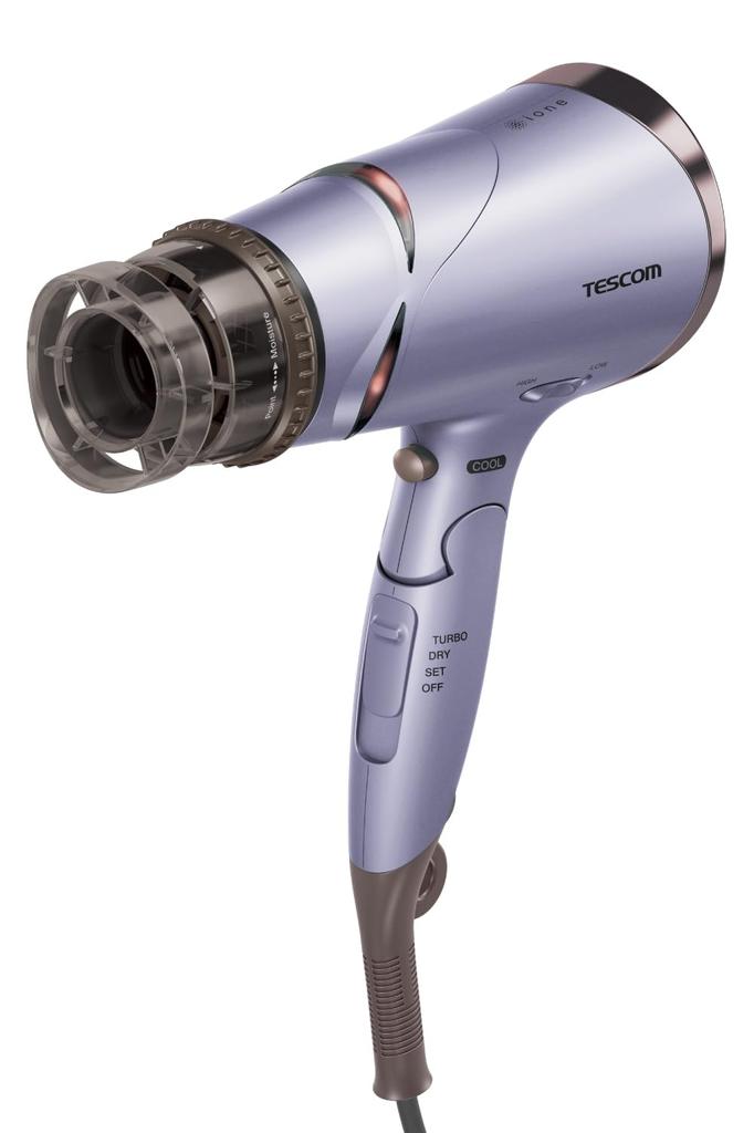 Tescom Hair Dryer, Negative Ion, Foldable, High Airflow, Quick Drying, Cold and Hot Air, Easy-to-Open Plug, Ione Purple, TD430B-V/E