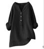 Women's Summer Solid Color Loose Plus Size Shirt Mid-length Buttons V-neck Comfortable Blouse