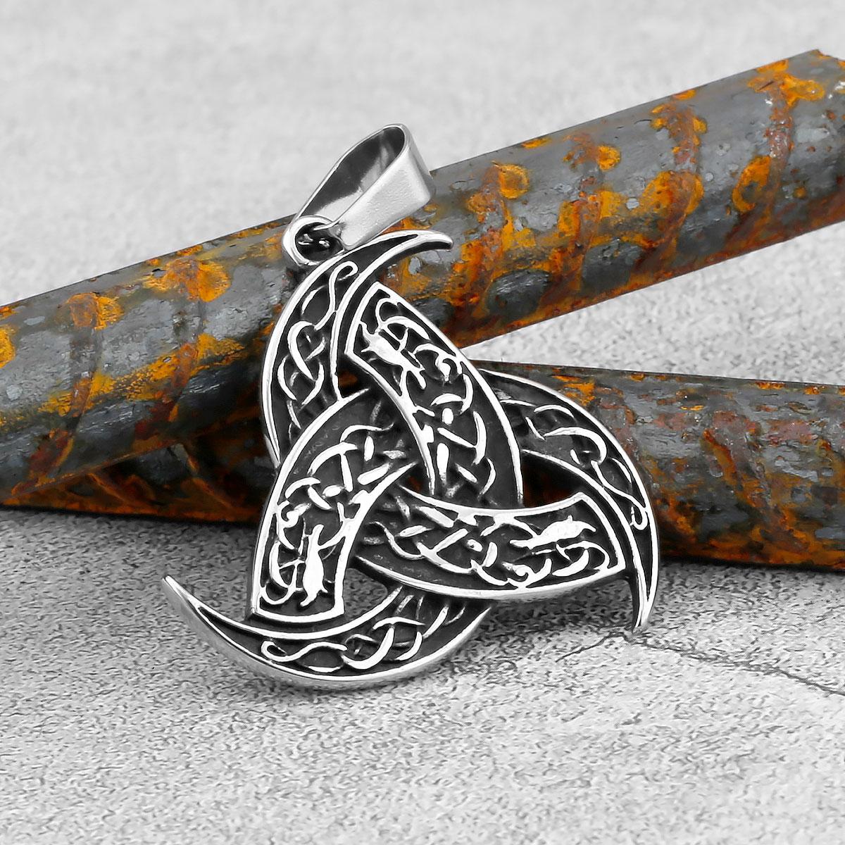 Viking Celtic Knot Pendant Necklace Stainless Steel Men Chain Odin Protection Amulet Gothic Jewelry Gift