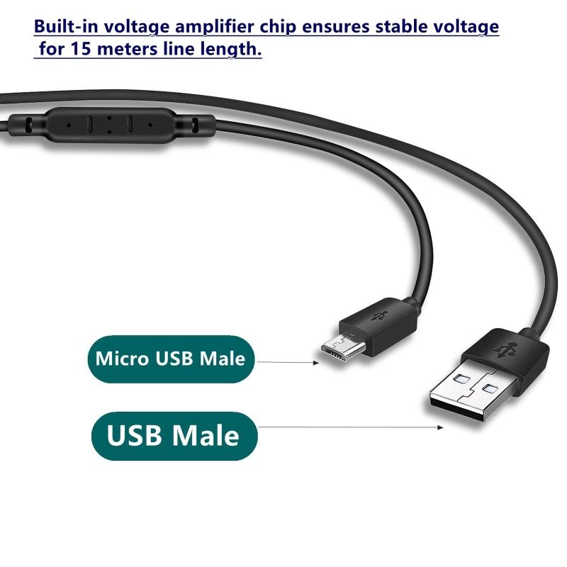 Strong USB To Micro USB Charging Cord for CCTV Camera Power Supply Cable Sturdy and Easy To Use Only for Charging