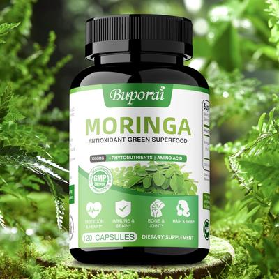 Moringa Leaf Capsules: Antioxidant, Skin Health, Joint Health, Metabolism Support, Immune Health; Suitable for Adults.