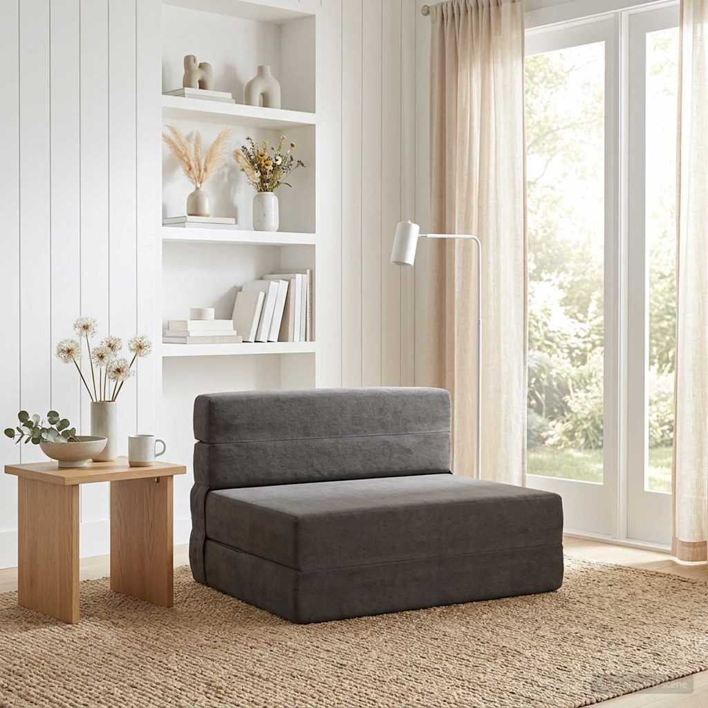 Folding Sofa Bed Dark Grey 70 x 72 x 60 cm Fabric