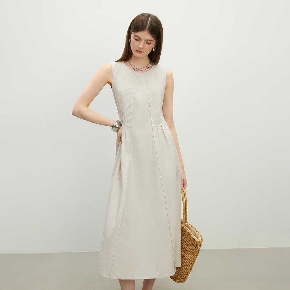 Wednesday Delight Wd_Pleated Linen Sleeveless Dress_2Color