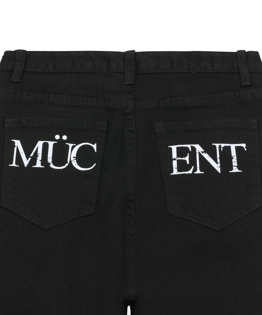 Mucent Lacsen Crack Back Lettering Bootcut Pants