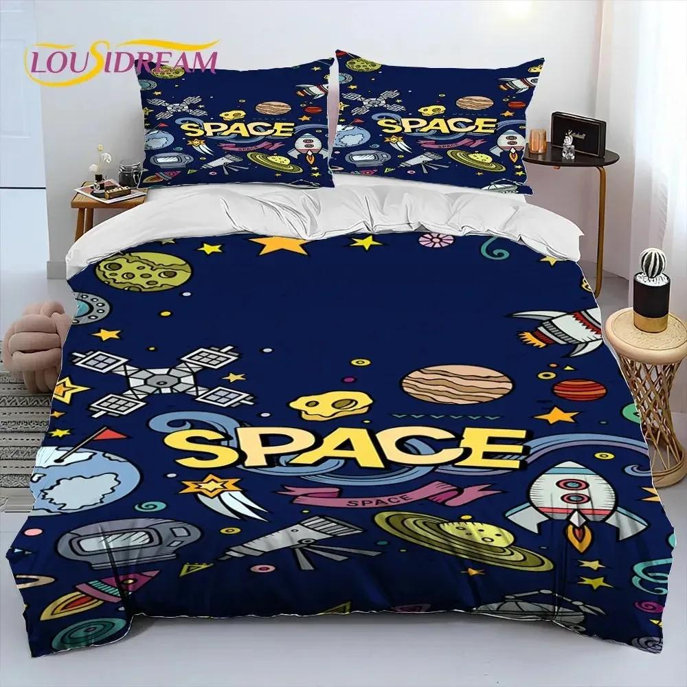Comforter Astronaut Space Cartoon Comforter Bedding Set Bed Set King Queen Size Bedding Set For Child
