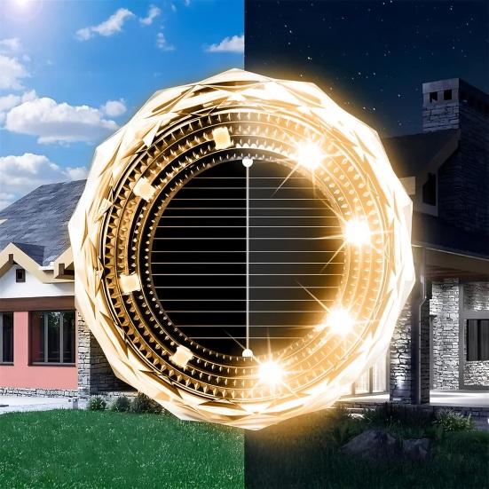4 Pièces Lumières Solaires de Sol Éclairage Paysager pour Texture Diamant Encastrables Jardin Cour Chemin
