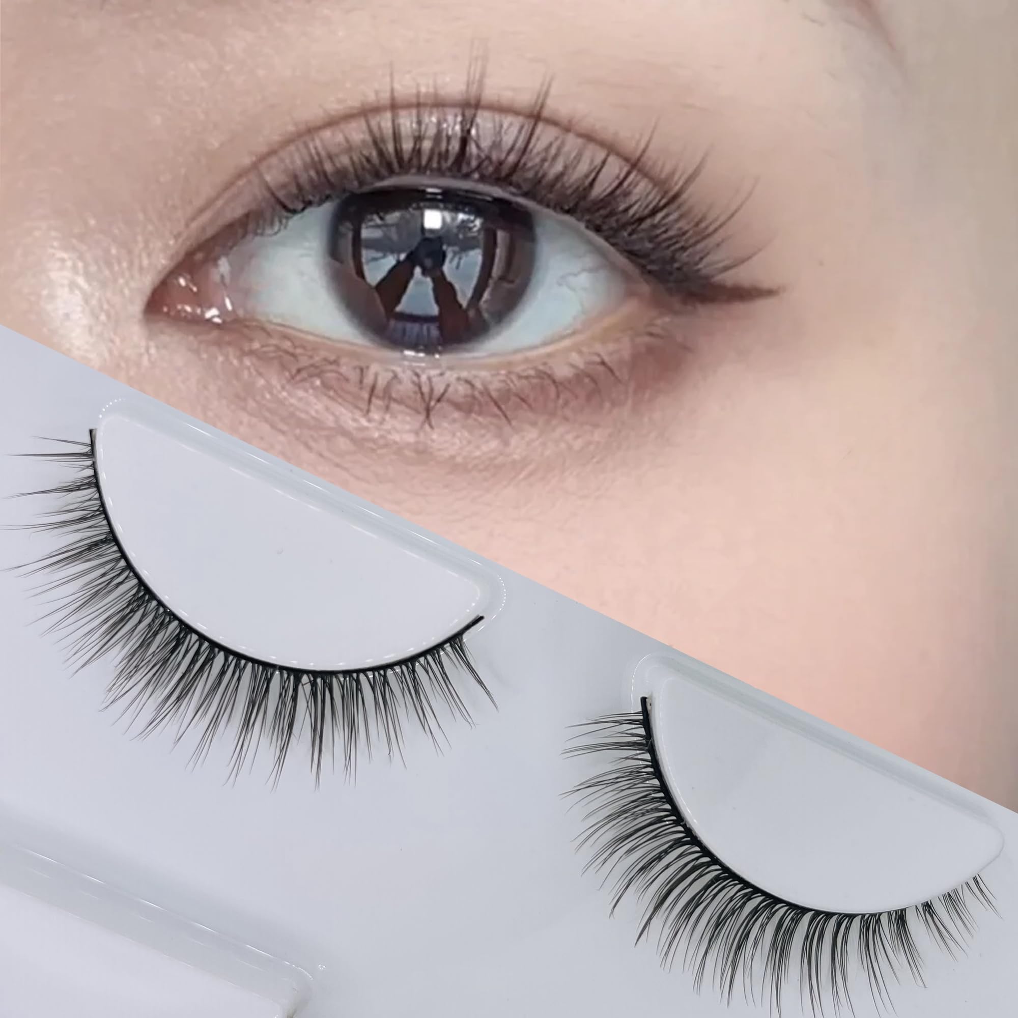 

DZANIK False Eyelashes 3-Pair Set: Soft, Natural-Looking Black Band, Perfect for Natural Makeup.