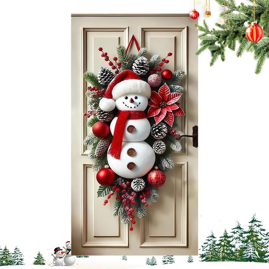 Christmas Door Decor Snowman Cute Home Decor Cute Snowman Door Hanger Sign for Indoor Outdoor Wall Living Room Patio Porch Tree