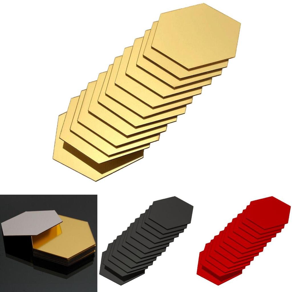 Eleganckie 12 szt. Naklejki Dekoracyjne na Ścianę z Lustrzanym Heksagonalnym Wzorem 3D do Nowoczesnych Przestrzeni