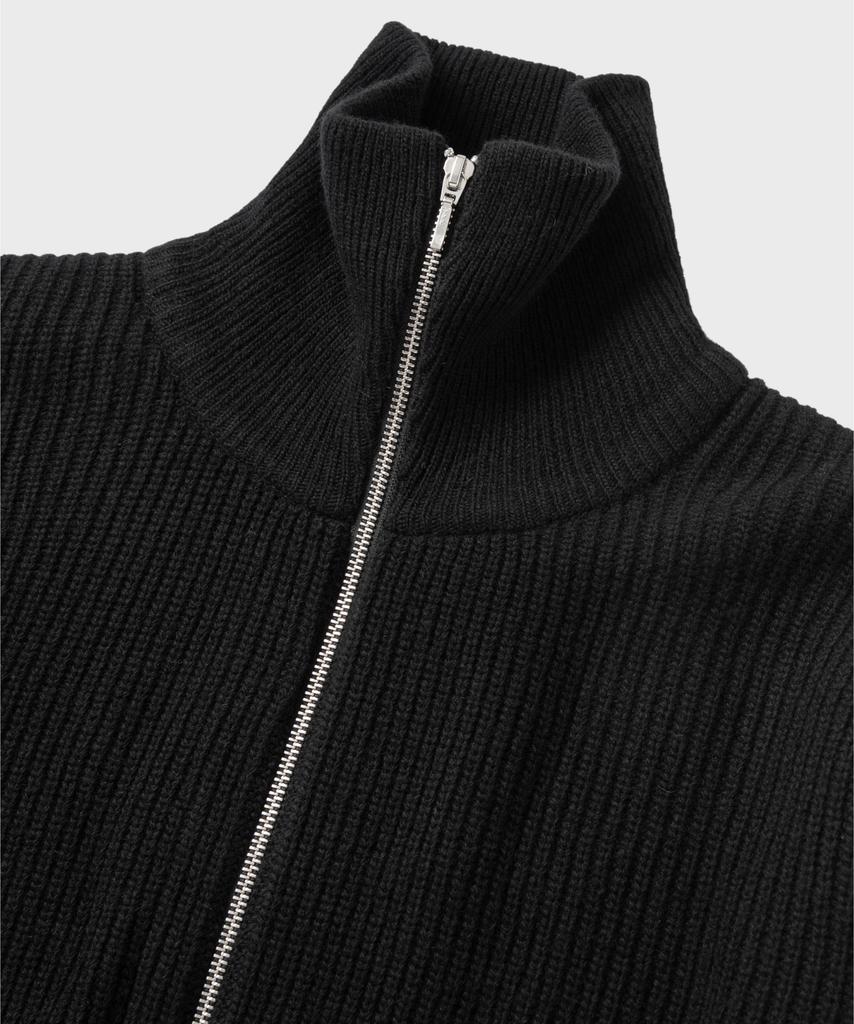NONBLANK Loose Fit Zip-Up Collar Knit_Black