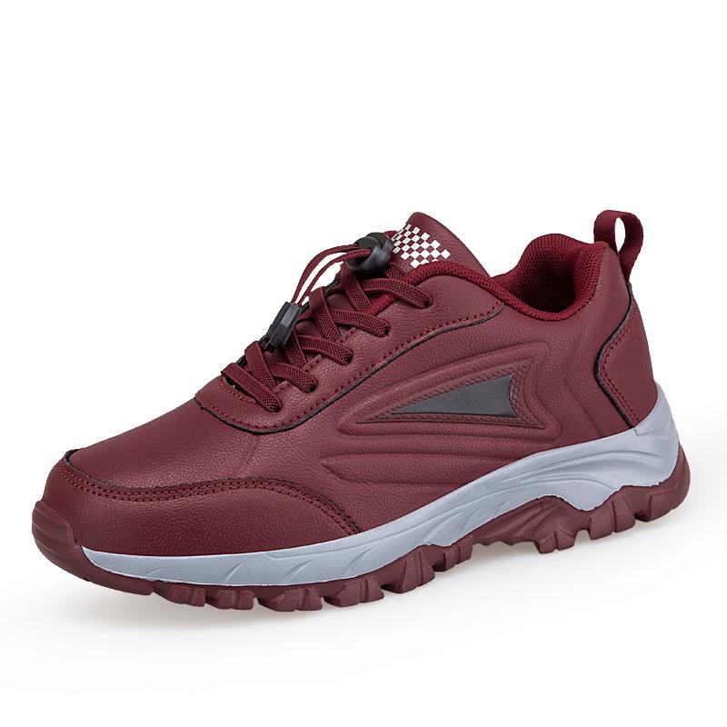 Autumn and winter non-slip leather surface waterproof medium and thick-soled sports mother walking shoes travel shoes