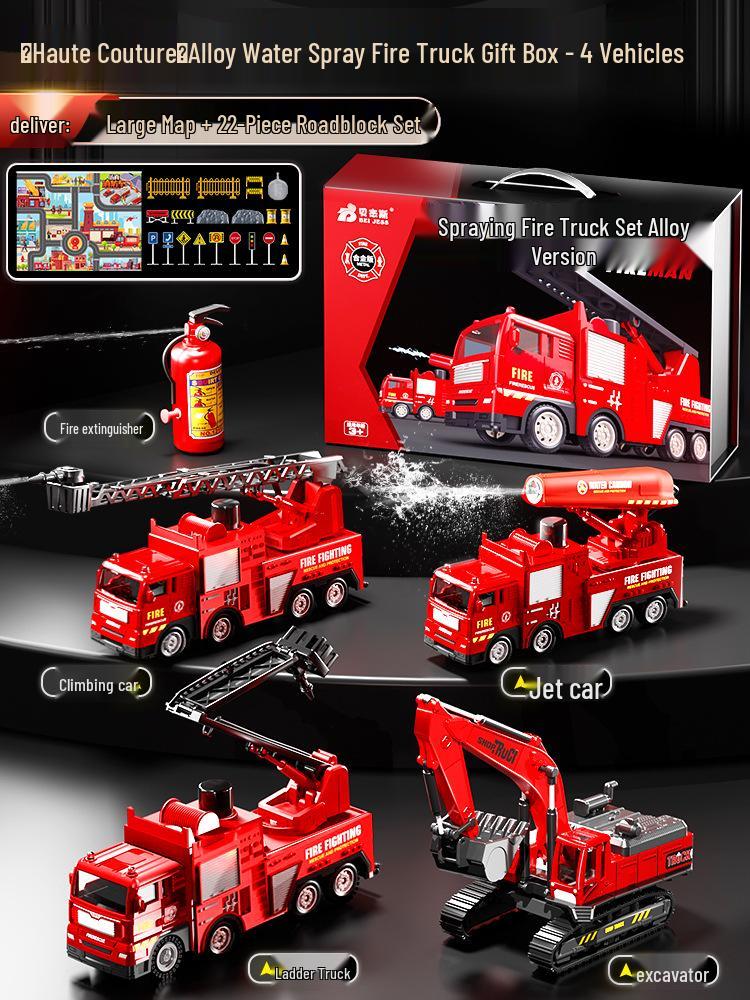 Beiges Alloy Excavator Set: Engineering Vehicle Model Toy with Bulldozer for Boys, Kids' Birthday Gift