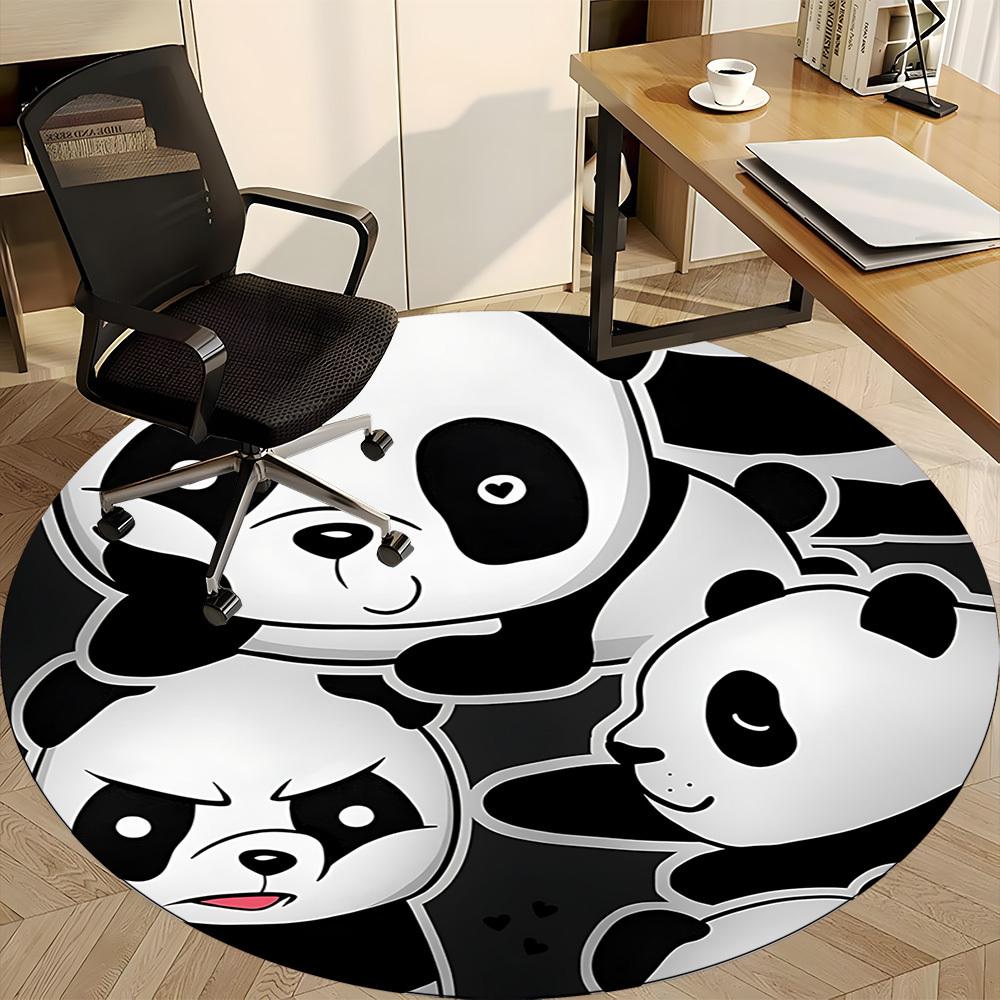 1pc Panda Family Office Round Area Rug, Indoor Mat Suitable For Office, Under Office Chairs Bedroom Living Room Home Decor, Room Deco