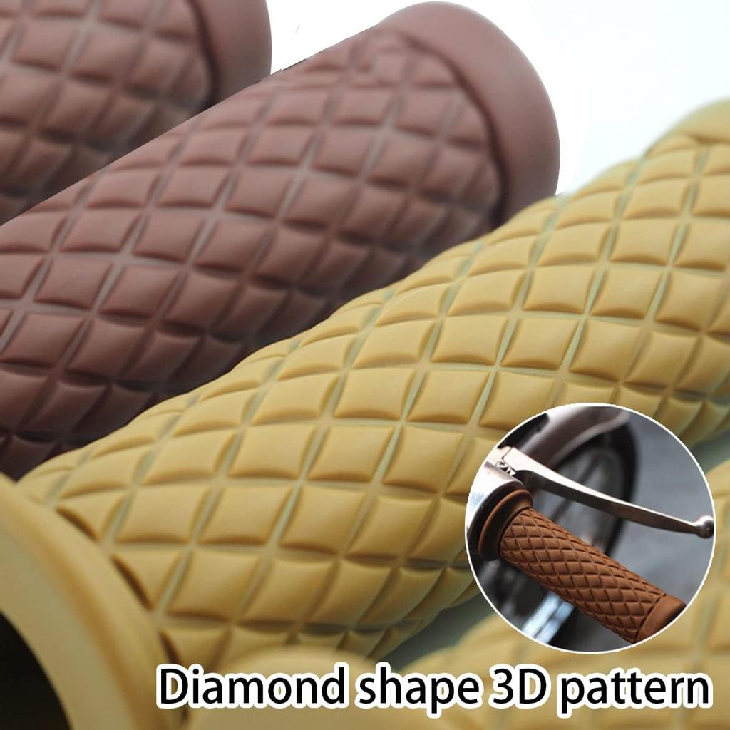 Motorcycle Hand Grips, Non Slip Rubber Bar For 7/8" 22Mm/24Mm Handles, Vintage Motorbike Thruster Grip, Handlebar For Hand Comfort, Universal For