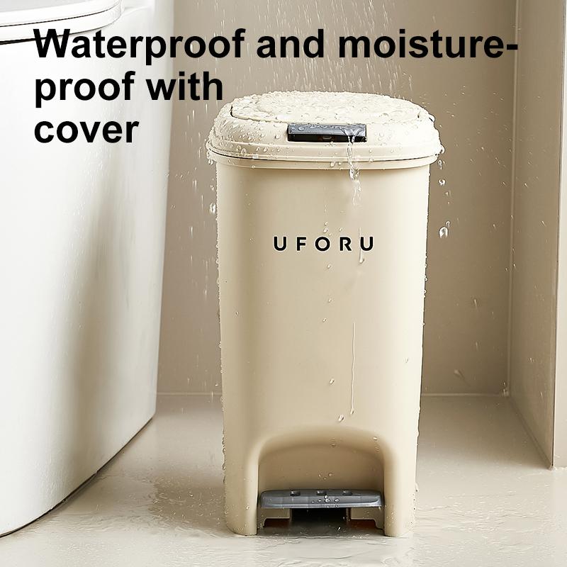 UFORU 10L Luxury Large Capacity Trash Organizer Bins for Living Room Kitchen and Bathroom with Lid Creative Foot/Push Type