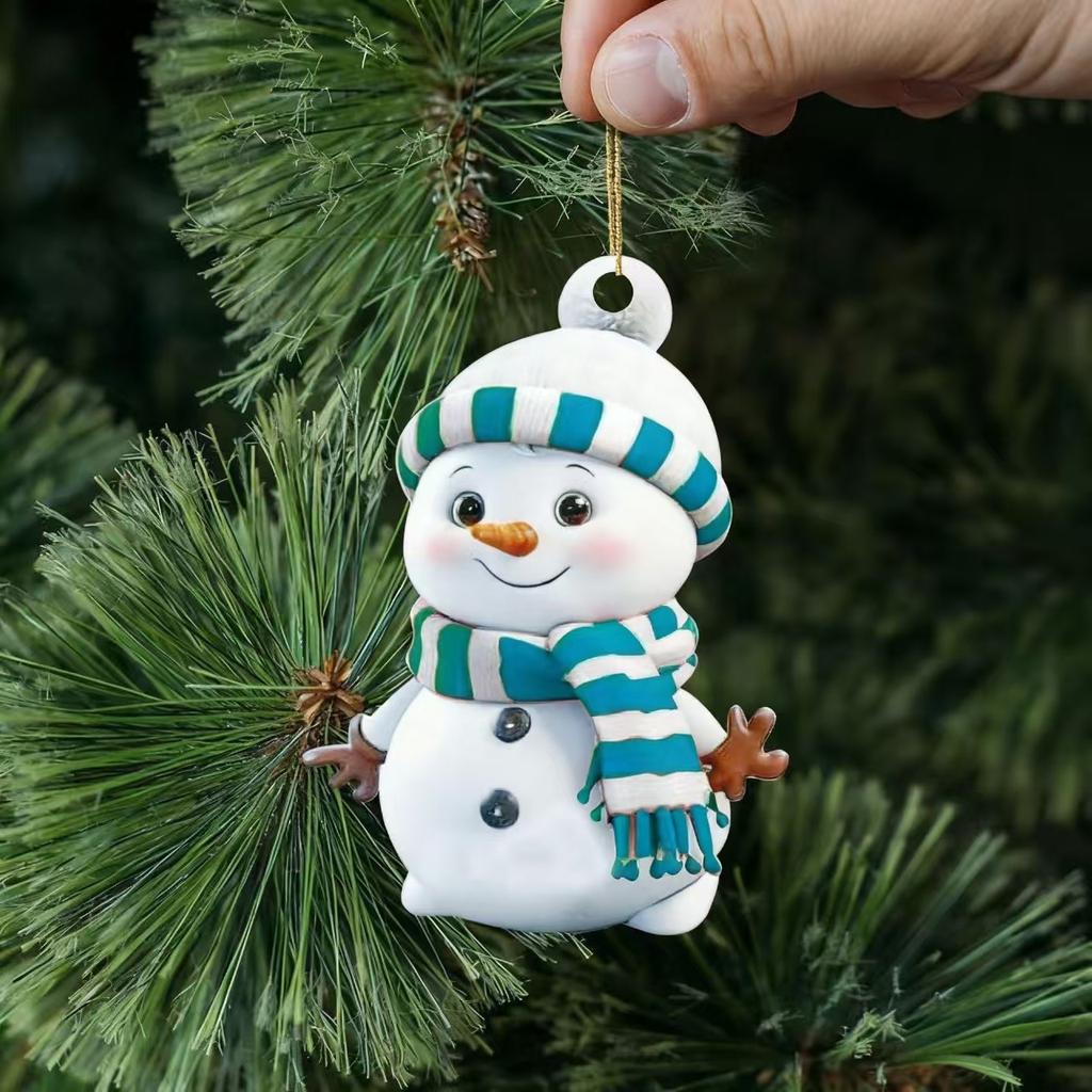 Cross border new product acrylic flat Christmas rainbow snowman set holiday gift home Christmas tree decoration pendant