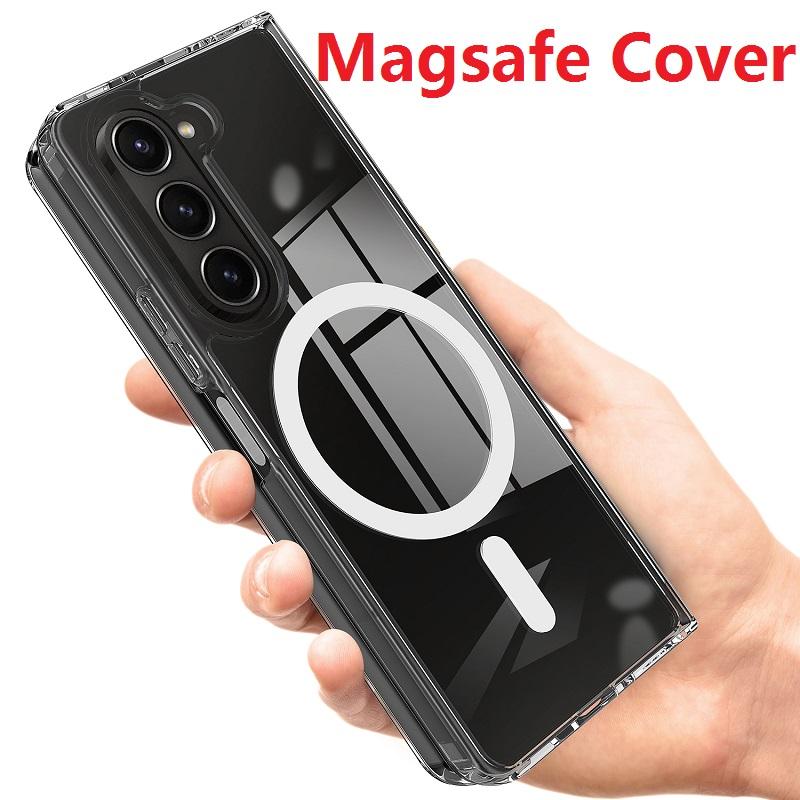Plastic Clear Magsafe Charging Magnetic Protective Cover Transparent for Samsung Galaxy Z Fold 6 5 4 3 Case