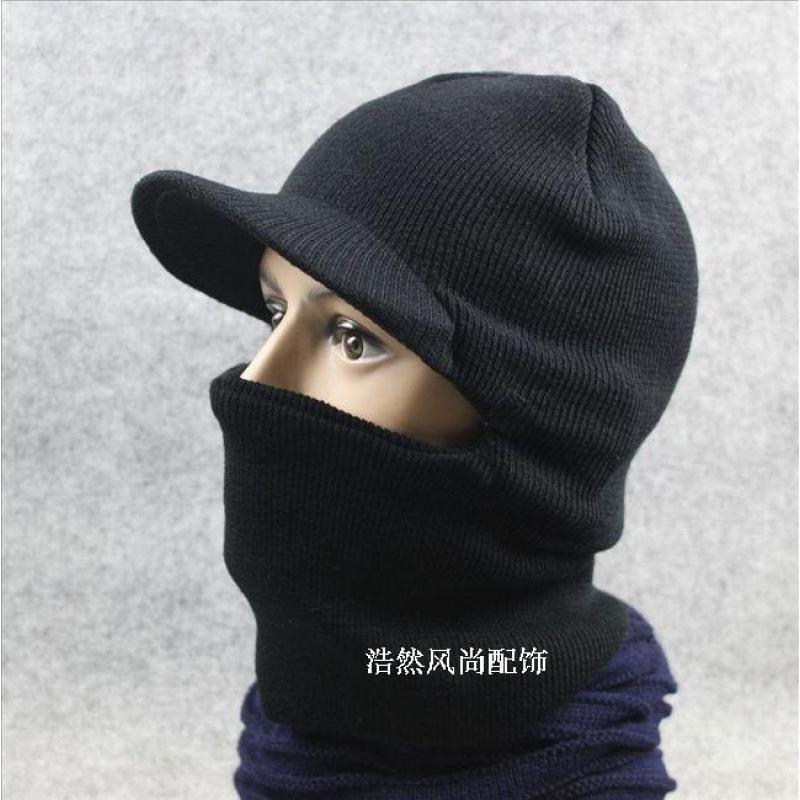 Middle-aged and elderly people leak their eyes in winter, thread caps, face masks, warm thread caps, cycling cold knitted hats
