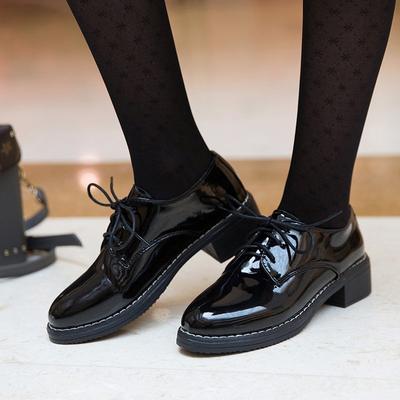 Maogu Oxford Shoes Woman Casual Lace Up Flats Female Creepers Ladies Leather Shoe Black Low Heel Women Flats New British Style