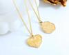 Gold-Plated Titanium Steel Heart Pendant Necklace with Embossed Design - European/American Style