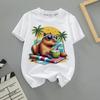 2026 New Cartoon Capybara Summer Children's Wear Short-sleeved Capybara Round-neck Parent-child T-shirt