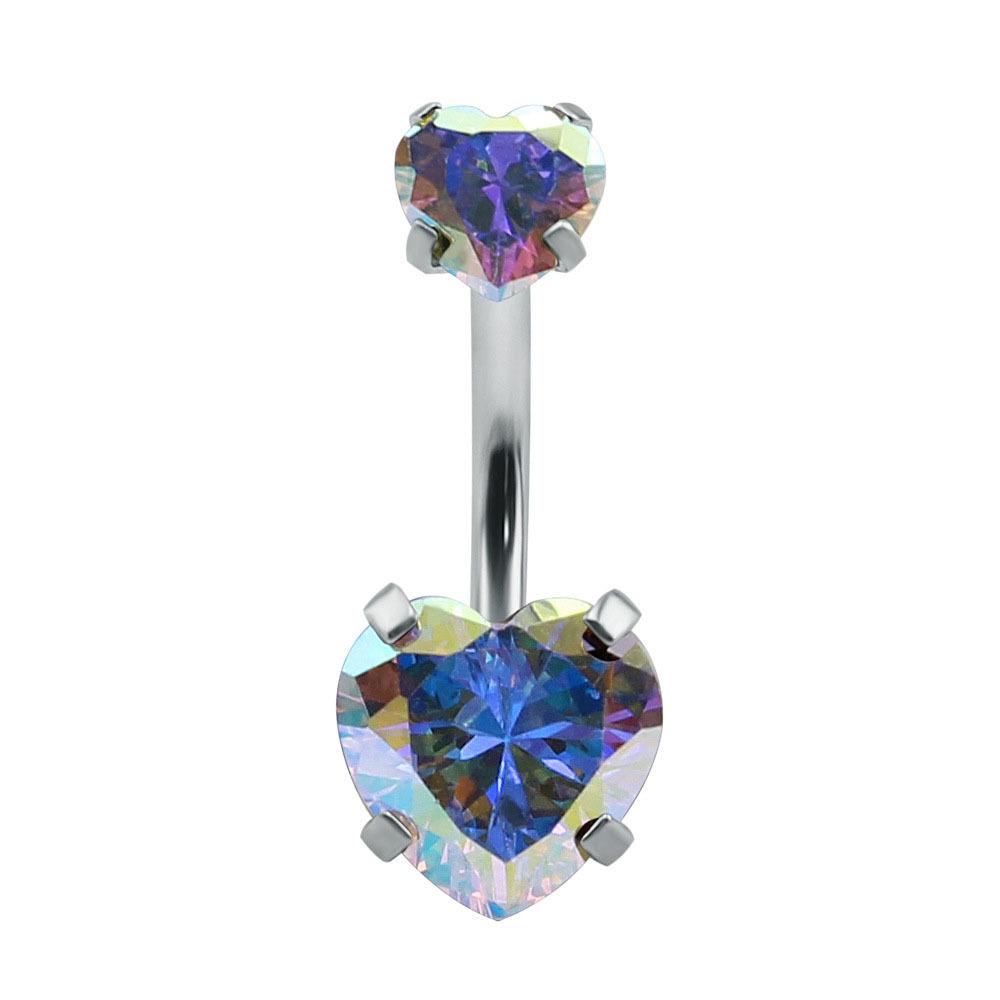 Heart-Shaped Zircon Titanium Steel Navel Rings - Customizable European & American Design (2022)