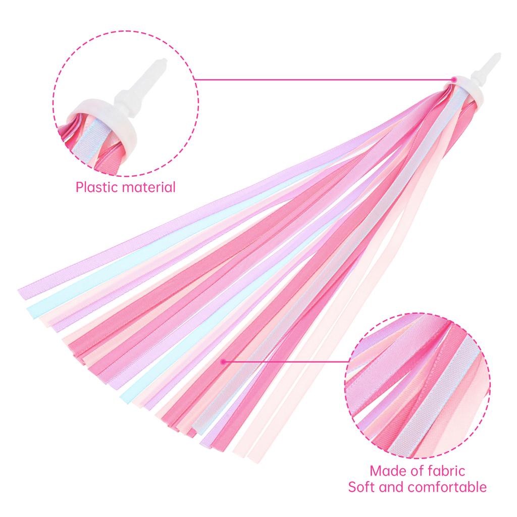 Kids Bike Tassels 2 Pack Multi Color Soft Fringe Decor Light Portable Universal For Bicycle Scooter Handlebar Decoration For Boys Girls
