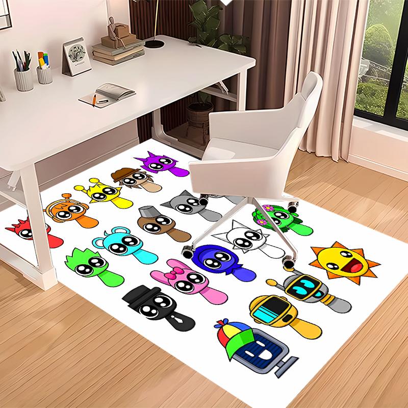 1pc Sprunki9 Print Area Rug - Soft, Washable Non-Slip Indoor Mat for Office Chairs, Living Room, Home Office Decorative Rug