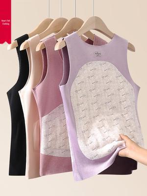 De Róng Damen nahtloser warmer Unterhemd - Winter Plus Samt, Verdickter Bauchschutz, Heizende Basisschicht, Baumwoll-Camisole