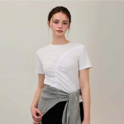 Wave Shirring STring DeTail T shirT C262psm333