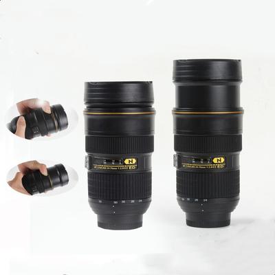 Tazza Obiettivo SLR Modello Obiettivo Telescopico per Fotocamera Tazza Casual in Plastica con Coperchio Tazza da Caffè Nera Tazze per Acqua Regalo Creativo