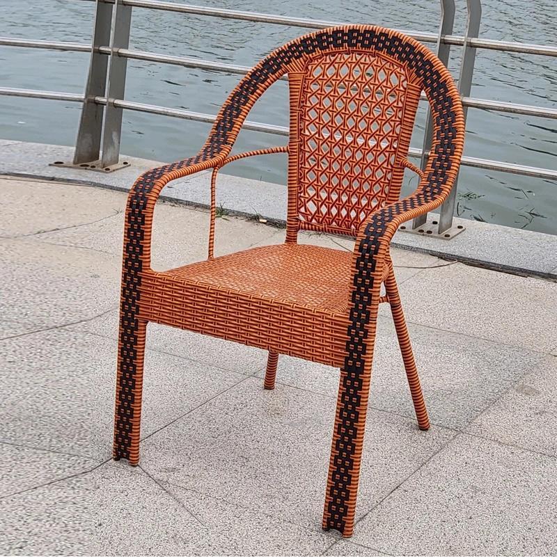 Ergonomic Rattan High-Back Chair for Elderly - Comfortable and Anti-Fall Design for Long Sittings, Perfect for Balcony and Outdoor Leisure.
