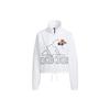 Logo Print Zip Up Stand Collar Casual Sports Jacket Daily Outerwear For Women White HM5289