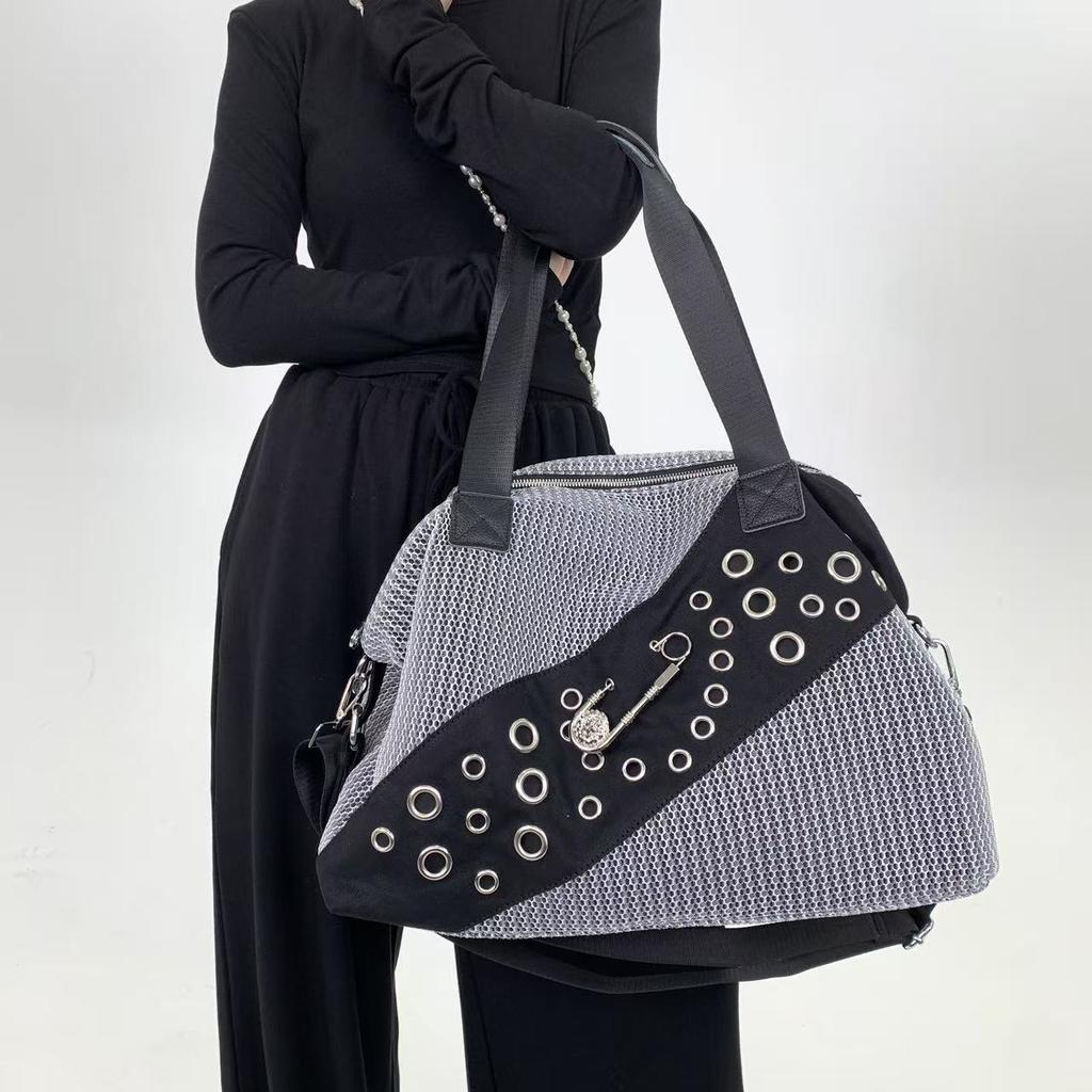 Street Personality Millennial Babes Tote Bag Pin Splicing Large Capacity Shoulder Messenger Bag