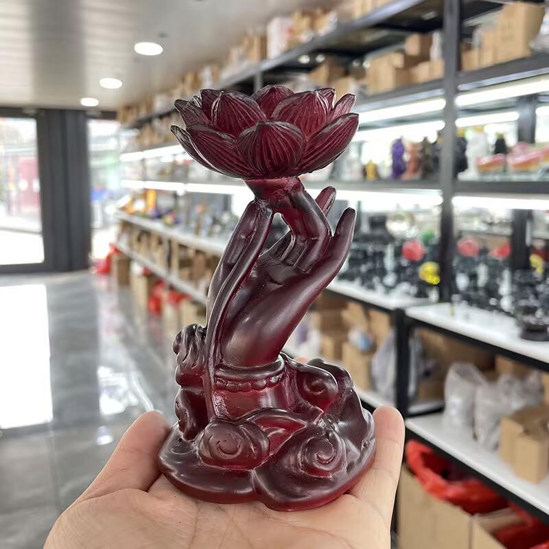 Lotus Guanyin Buddha Hand Resin Crystal Ball Base Resin Charm Craft Fengshui Ornament Home Decor Suitable for 6-8cm Crystal Ball