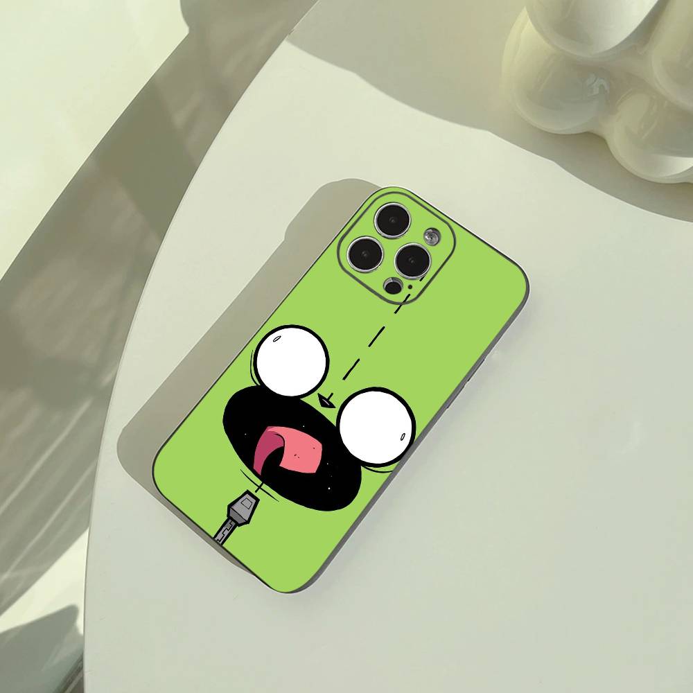 Cartoon Invader Zim Gir Phone Case For iPhone 17,16,15,14,13,12,11 Pro Max,16/15/14Plus,XS Soft Black Cover