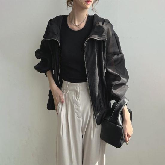 Leichte Sonnenjacke für Damen mit durchgehendem Reißverschluss, Sonnenschutz-Shirts mit langen Ärmeln, Trainings-Hoodie-Jacken mit Taschen