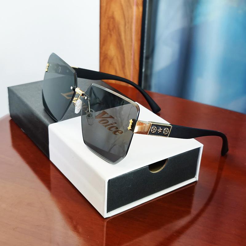 Sunglasses Women'S High-End Sense Rimless Trimmed Pattern Glasses Loner Voe Fashion Casual Sunglasses