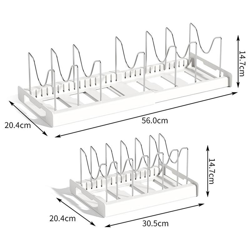 1Pc Delicate Pot Storage Rack Expandable Pan Shelf Organizer Pot Organizer For Baking Frying Rack With 7 Adjustable Compartments