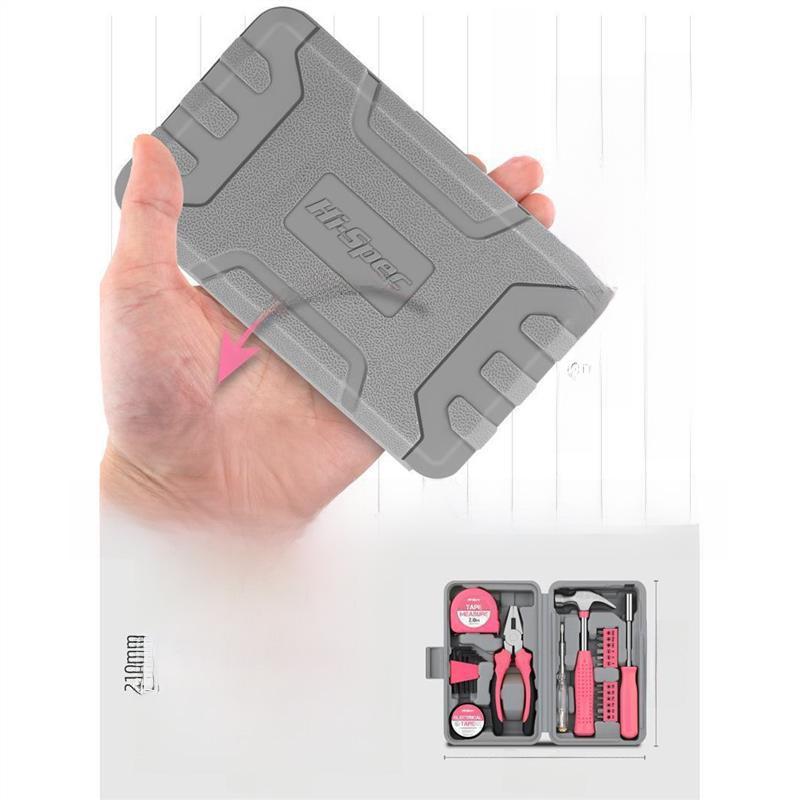 Multifunktionales Heimwerker-Reparaturwerkzeugset mit Zange, Maßband, Hammer.