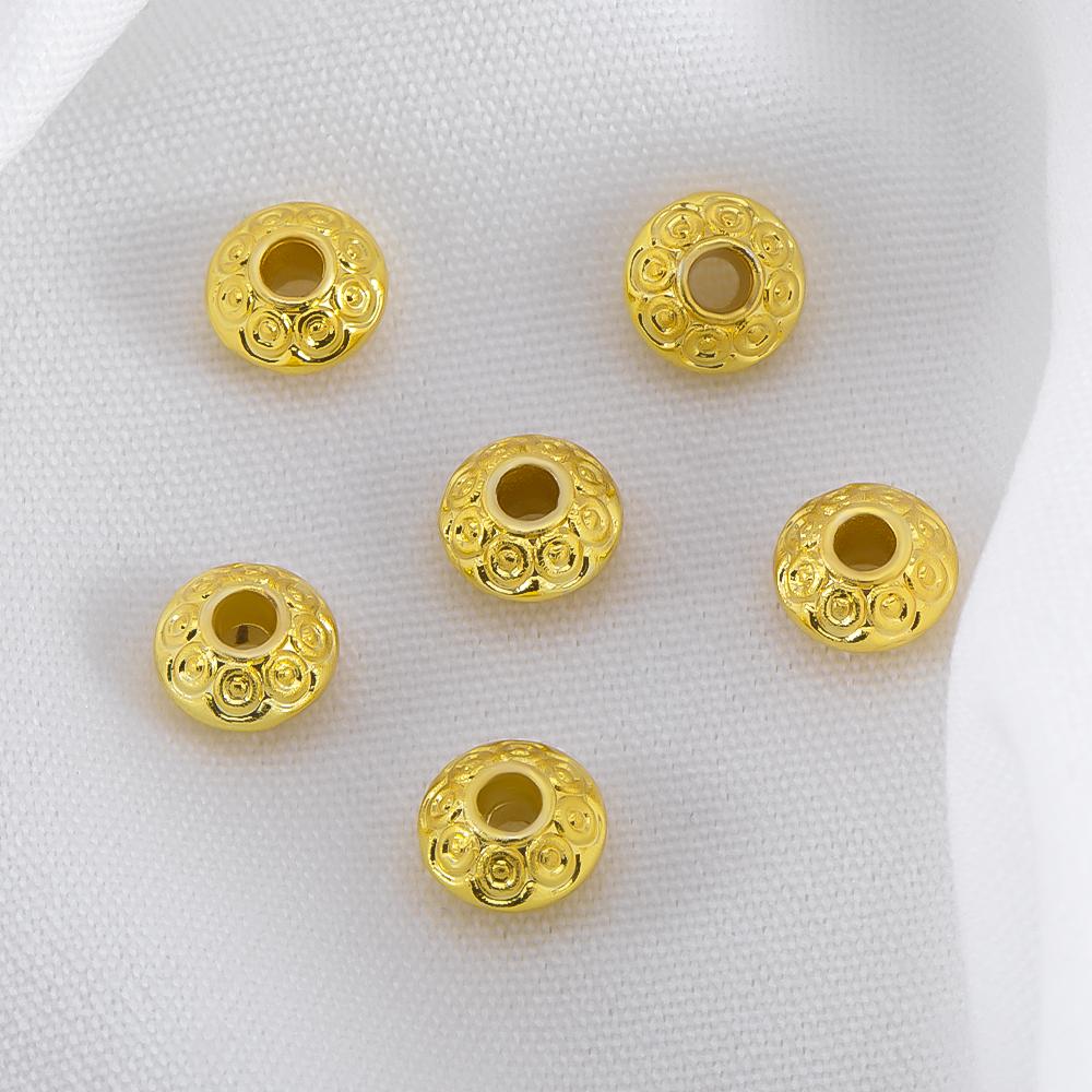

10pcs/lot Textured Saucer Shaped Copper Spacer Beads Lantern Beads Bracelet Necklace Separator DIY Beading Jewelry Accessories 10Pcs