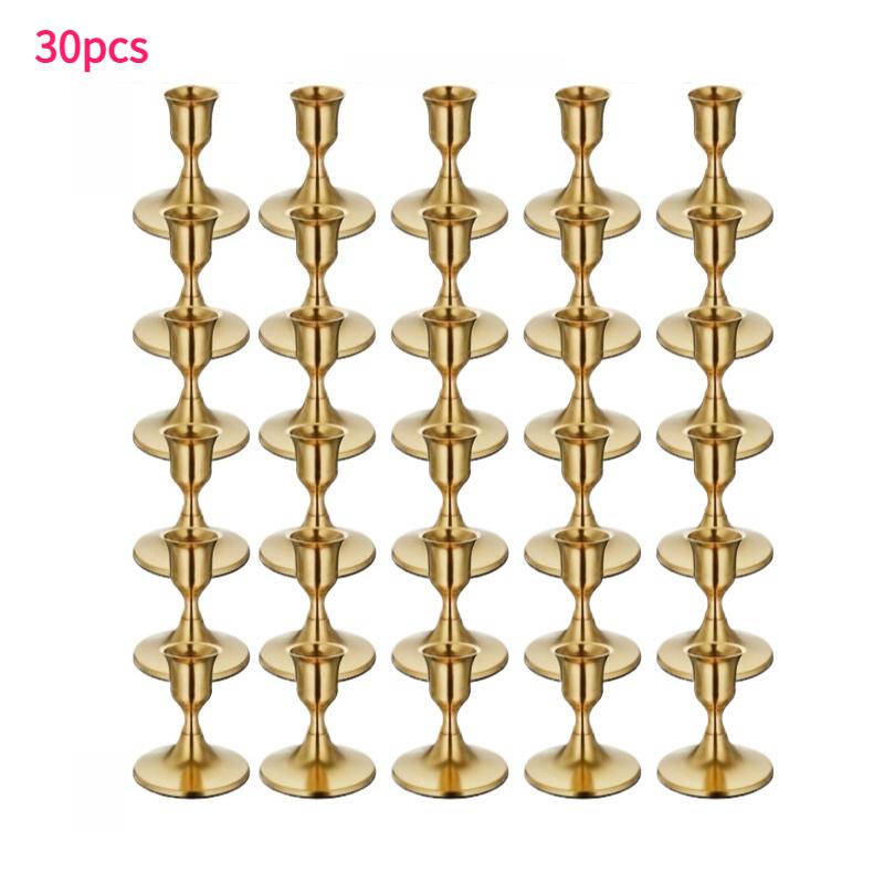 15/30pcs Metal Candle Holder Nordic Candlestick Ornaments Tabletop Decor for Christmas Valentine Day Candlelight Dinners Wedding