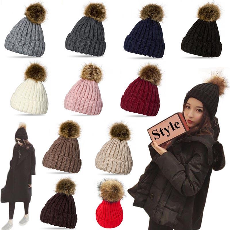 Cozy Womens Winter Hat With Fluffy Pom-pom And Stylish Folded Cuff Design