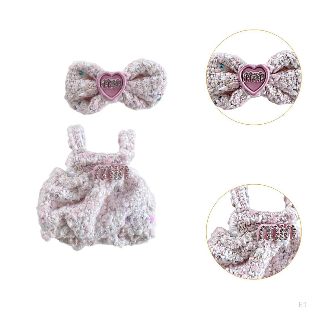 Puppe Clothesmini Plüsch Kleidung mit Bogen Kopfschmuck Handwerk Dress up Party Ornament DIY süße