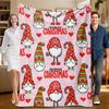 1 Piece Red Christmas Gnome Flannel Blanket, Soft, Suitable for Sofa, Bed, Office, All-season Use.