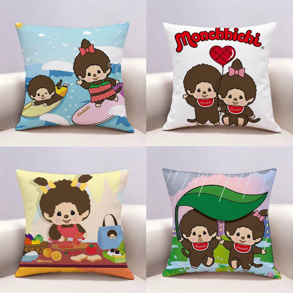 MMonchhichi New Doublesided print Pillow Case Pattern Printed Pillowcase For Living Room Sofa Cushion Cover
