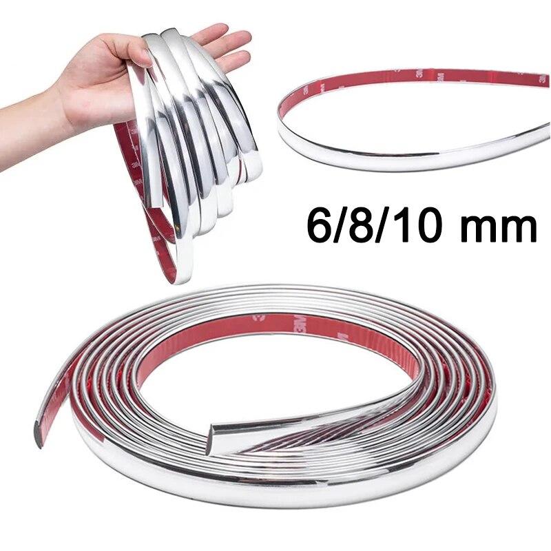 

6/8/10 мм авто самоклеящаяся боковая дверь хромированная полоса защита от царапин защита от столкновений ПВХ гальванические полосы наклейки