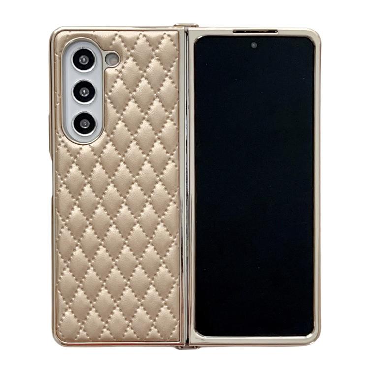 Applicable To Samsung ZFold5 Rhombus Mobile Phone Case Zfold3 Electroplated TPU Soft Zfold3 Folding Mobile Phone Case