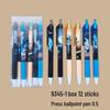 12-Pack Clickable Ballpoint Pens with 0.5mm Refillable ST Needle Tip for Exams, Black Water-Based Ink